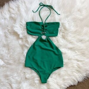Mikoh Cloudbreak Cutout One-Piece Swimsuit Tortoise Green Medium M